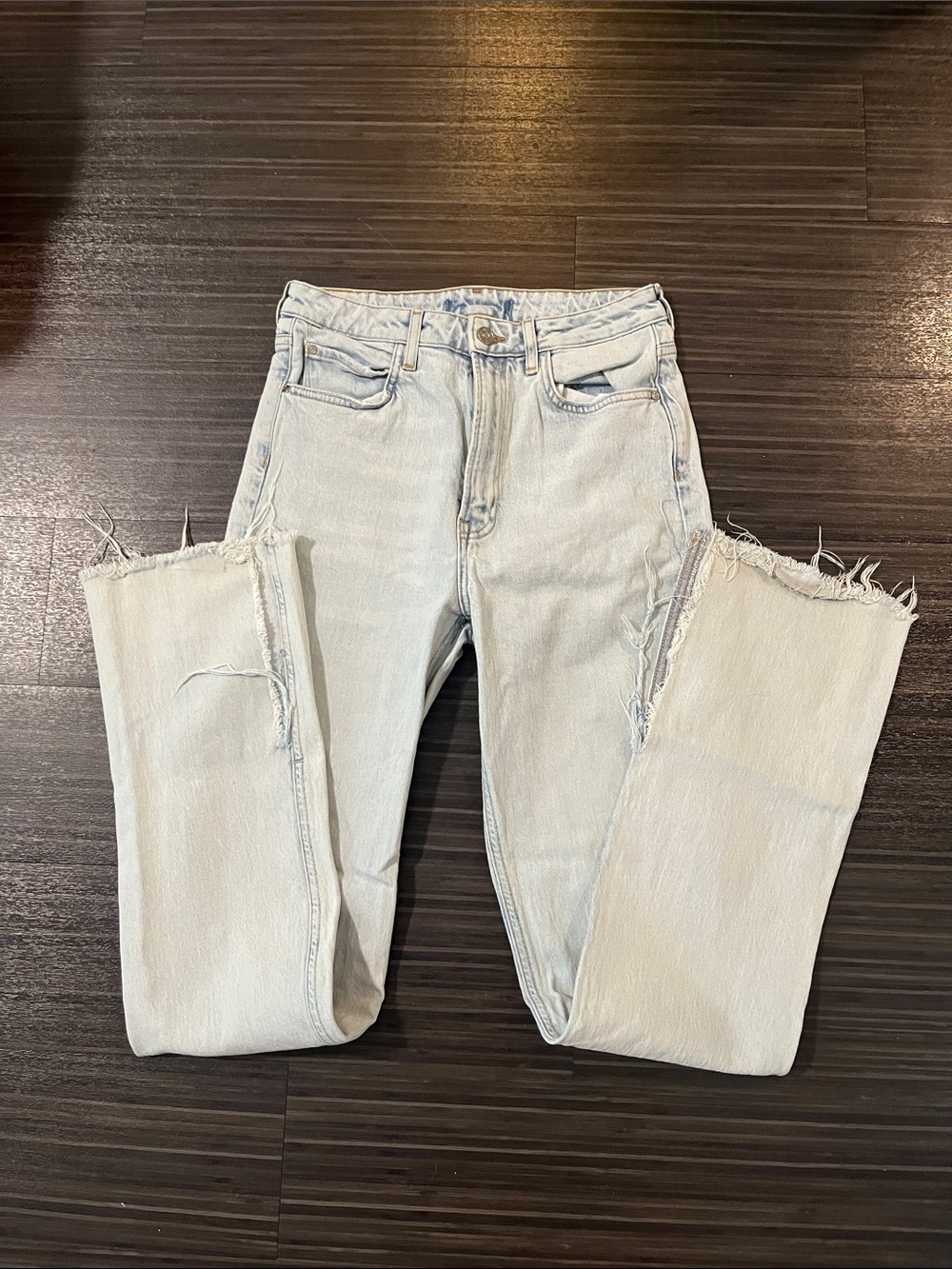 zara split seam jean